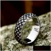 Band Rings New Creative Designs Rings Stainless Steel Dragon Ring For Men Vintage Scale Jewelry Drop Delivery Dhgarden Otcg7