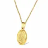 Correntes aço inoxidável ouro Religioso Cristo Oval Virgem Maria Pingente Pingente Jóia Igreja Presente da Igreja para ele com Chain208b