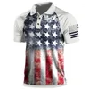 Herrpolos sommar herr polo skjorta kausal mode tröja amerika flagga 3d tryckt t kort ärm homme vintage streetwear lös topp