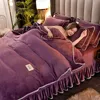 Sängkläder set designer sängkläder heminredning lyx vinter högklassig förtjockad mjölk sammet fyrdel varm dubbelsidig fleece lakan tre-stycken antistatisk säng