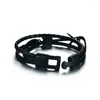 Strand Men's Genuine Braided Leather Arrow Anchor Wrap Bracelet Nautical Black