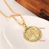 Women men's Faith Solid Gold GF 24K Yellow Chain Round Shape Pendant Jewelry 19 6 Classic Muslim Whole254p