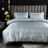 Bedding sets Satin Duvet Cover Twin Full Queen King Size Stripes Soft Cozy Bed Linen Solid Color Quilt Luxury Set 231025