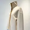 Vestes pour femmes, petite couture en peau de mouton, fermeture éclair, revers court, manteau en laine double face, laine de cachemire