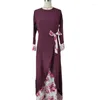 Etniska kläder Malay-Indonesien Mellanöstern Turkiet Muslimsk mantel Jilbab Abaya Vintage Print Långärmklänning Fashion Women's Abayas