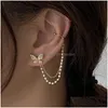 Orelha Cuff Sier Cor Cristal Borla Não-Piercing Cuff Ear Clip Brinco Para Mulheres Brilhante Strass Corrente Falso Cartilagem Piercing Jewe Dh Otxur