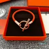 Classic Glenan Leather Copper Charm Lady Sier Ladies Bijoux en or rose Femmes et hommes Bracelet de chaîne de crochet