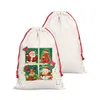 50x68 cm Sublimación en blanco Sacos navideños de Papá Noel Cordón Algodón Lino Bolsa de regalo lisa Decoración navideña Tamaño extra grande Candy Claus Presente Bolsas de almacenamiento