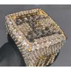2023 Joyería de diseño de moda 925 Plata de ley pura Totalmente helada Bling Vvs Moissanite Diamantes Anillos con letras personalizadas