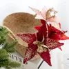 Decorative Flowers 2pcs Vintage Christmas Tree Garland Ornaments 20cm Glitter Xmas Artificial Floral Decor For Home Year Gift