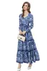 Women's Runway Dresses Sweetheart Neckline Long Sleeves Vintage Printed Tiered Elegant Designer Maxi Vestidos