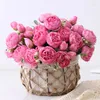 Dekoracyjne kwiaty sztuczne bukiet różowy różowy jedwabny wielkie pionie na ślub domowy biuro el dekoracja stołowa dekoracje