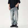 Męskie dżinsy workie mężczyźni prosto w Vaqueros spodnie uliczne moda swobodna prosta hip hop High Street Distressed Y2K Denim Pants 231025