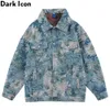 Men's Jackets Dark Floral Jacquard Denim Jackets Men Women Oversized Men's Jean Jacket Couple Clothing YQ231025