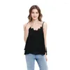 Tanques femininos 2023 verão sexy womens tank tops senhoras preto com decote em v solto colete chiffon moda curto laço um tamanho