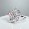 Klusterringar cnzx2023 fina smycken real 18k guld 0,3ct rosa diamanter bröllop engagemang kvinnlig för kvinnor ring tx