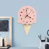 Horloges murales horloge de crème glacée dessin animé forme en bois décoration créative montre muette pour ornements de maison cadeau de noël