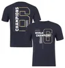 2023 F1 Driver Campeão Mundial Camiseta Fórmula 1 Equipe de Corrida Ganha Camiseta Fãs de Carro Verão Camisa de Manga Curta Camiseta Esportiva Casual