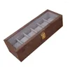 Watch Boxes 6 Grid Box Wood Display Stand Container Jewelry Case Packing Wooden Storage Organizer Travel Winder