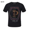 PP moda męska designerka Tee Slim Fit Casual Rhinestone Short Rleeve okrągła koszulka koszulka TEE TEE TOPS