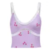 Canotte da donna Top estivi da donna Canotte Camicia con stampa floreale viola Top corto sexy Completo da vacanza in spiaggia Abbigliamento Y2k