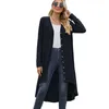 Malhas femininas personalidade moda longo cardigan estilo irregular manga outono blusas de botão completo cobrir camisas casacos finos