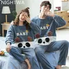 Nightwa inverno casais pijamas conjunto bonito animal flanela para mulheres pijamas homens de pelúcia pijamas terno casa roupas dormir 20113120