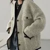 Womens Wool Blends Small Fragrant Long Coat Autumn Winter Korean Chic Fashion Casual Loose Elegant Slim Vneck Black Lady Tweed Jacket 231025