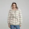 Senhora real rex coelho pele jaqueta feminina inverno moda casaco de pele com lã comprimento médio capuz casaco
