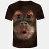 Heren T-shirts Stijl Dier Aap 3D Gezicht Digitale Print T-shirt Male252K
