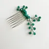 Clips de cheveux Couleur verte Femmes Crystal Combs Bijoux Accessions Décoration de tête Ornement Ornement Tiare Bridal Fabriqué à la main