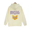 2023 Mens 후드 Rhude Hoodie Letter High 버전 가을 Rhude 까마귀 느슨한 캐주얼 하이 스트리트 힙합 트렌디