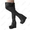 Ronticool Women Winter Platform Over The Knee Boots Side Zipper Wedges Heels Round Toe Gorgeous Violet Club Shoes US Size 5-20