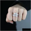 Кольца 5A Rec с кубическим цирконием, проложенное кольцо в стиле хип-хоп с геометрическим узором, модные женские и мужские украшения на палец, Iced Out Bling Cz, Прямая доставка Otde5