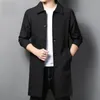 Men s Trench Coats BROWON Coat Men 2023 Spring and Autumn Korean Fashion Long Jacket for Turn Down Business Casual Windbreaker Clothes 231025