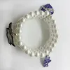 Bracciale con perle di simulazione pendente ZETA PHI BETA Sorority Society in metallo smaltato alla moda