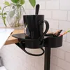 Porte-boissons noir multifonction côté bureau, énorme pince Portable, tasse à thé, pince à thé, Gadget de table, soucoupe de rangement