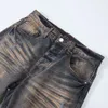 Purple Jean Amiiris Designer dżins menów moda nowa brudna haftowana litera męska mens Slim Fit Stopy Pants D7H6