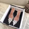 Amina muaddiNoeud papillon talons hauts nouvelles chaussures de mariage en cristal féerique sandales à strass tournesol femmes cache-cœur chaussures simples chaussures pour femmes transparentes