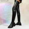 Boots Women's Sexy Red Over the Knee Boots 2023 الكعب الكثيف للدراجات النارية Boots Long Boots بالإضافة إلى الحجم 43 فخذ أحذية عالية من الملهى الليلي 231025