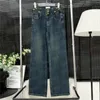 Pantalon en Denim avec lettres dorées pour femmes, pantalon de styliste taille haute, à la mode, Style INS