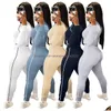 Survêtements pour femmes Designers Femmes Vêtements de sport 2023 Pantalon à manches longues à capuche plissée Deux pièces Ensemble de couleur unie Costume élastique D DH7Pi