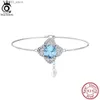 Charmarmband Orsa Jewels 925 Sterling Silver Brilliant Cubic Zirconia Created Aquamarine Chain Armband For Women Wedding Jewelry Gift LZB01 Q231025