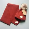 Baby australia hattar barn halsduk hatt set gåvor pojkar hatt barn flickor kepsar söt vinter varm stickad pompom baby cap beanie solid hårboll