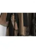 여자 트렌치 코트 빈티지 여성 패션 프린트 패턴 포켓 팬 풀 슬리브 소수 느슨한 2023 가을 코트