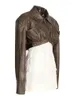 여자 자켓 패션 여성 라펠 싱글 브레스 에이 트 (Single Breasetd) 탈착식 얼굴 2 pcs 대조 푸른 가죽 코트 가을 2023 7AB771
