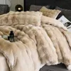 Sängkläder sätter faux kanin päls sammet fleece plysch mjuk varm lyx 4st.