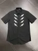 Mäns bomullsklänningskjortor Mirror Lightning Print Kort ärm Camisas Masculina Casual Slim Fit Mens Business Shirt 101661
