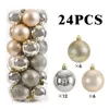 Décorations de Noël 24/pcs 8 CM boule de noël ornements ensemble en plastique peint arbre de noël pendentif décoration accessoires de décoration de noël 231024