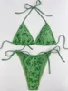 Kadınlar Mayo Düz Renkli Mayo Kadınlar İçin 2023 Seksi Kırık Delik 2 Parça Bikini Üçgen Kupası V yaka Askı Beach Good Lace Up Banyo